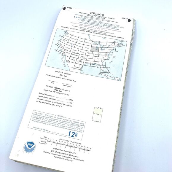 Sectional Aeronautical Chart Scale 1:500,000 Map Chicago 19th Edition 1979 - Picture 2 of 3